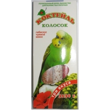 Корм-лакомство для попугаев колосок "Коктейль" (кокос, гибискус, чумиза)